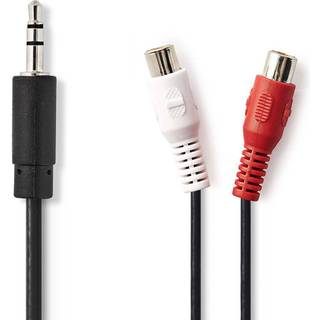 stereo audio kabel (3.5 mm han - 2x RCA hun), antracitgrå | 20 cm | PRIS-MATCH