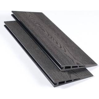 Kirkedal komposit hegnsbrædt K2 med træstruktur, sort - 25x150x1800 mm