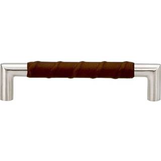 Beslag Design Norma 12 greb, 128 mm, rustfrit stål/brunt læder