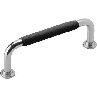 Beslag Design 1353 greb, 96 mm, forniklet/sort læder, glat