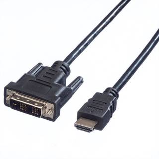 VALUE DVI Kabel, DVI (18 + 1) - HDMI, 1m, DVI: Han - DVI: Han