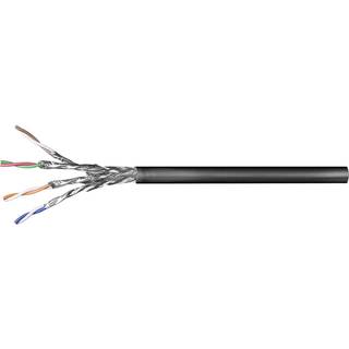 CAT 6 udendørs netværkskabel, S/FTP (PiMF), sort, 100m kabelrulle