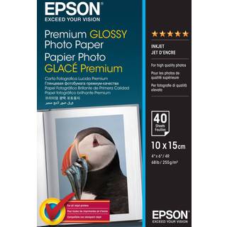 Epson Premium Glossy Photo Paper 255g/m²- 10x15cm - 40 ark