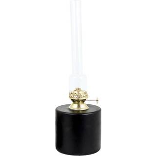 Petroleumslampe / olielampe Strömshaga Rak Stor, sort plade, brænder i messing, Ø100 mm x 300 mm