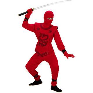 Ninja dragt i rød - størrelse 140 cm