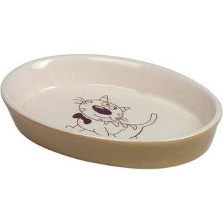 Keramic katteskål oval - 17 X 11 X 2,5 cm - 120 ml - Lysebrun