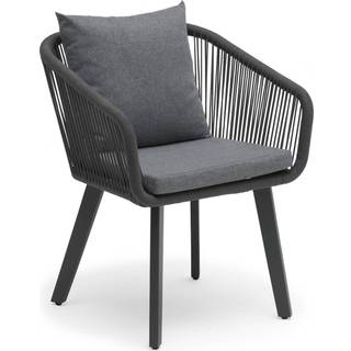 Hillerstorp lounge havestol i aluminium og olefin H82 cm - Sort/Gråbeige