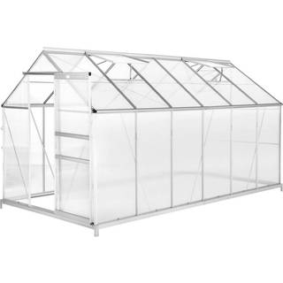 Drivhus af aluminium med fundament, 185x375x195cm - gennemsigtig