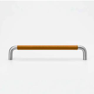 Beslag Design SS-A greb, 128 mm, glat, rustfrit stål/natur læder