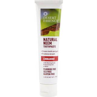 Desert Essence Natural Neem Toothpasta - Cinnamint - 6,25 oz - Ren essentiel olie - Bagepulver - Komplet oral pleje - Havsalt - forfriskende smag