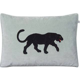 Chhatwal & Jonsson Broderet Sort Panter pudebetræk 40 x 60 cm Aqua