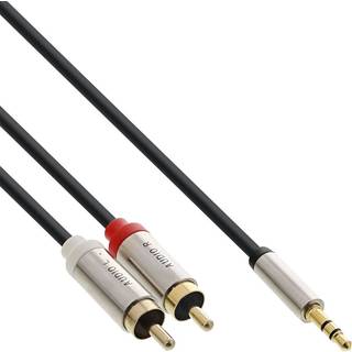 Slimline gold metal minijack til 2 x Phono kabel - 0.5 m