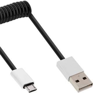 USB-A 2.0 han / Micro-B spiral han kabel - 3 m