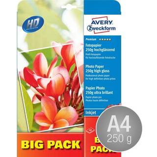 Avery 2739 blaekprinter fotopapir, premium glossy 250g A4 40ark