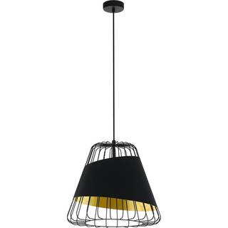 Austell pendellampe, Ø 43 cm, sort/guld, metal, stof