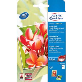 Avery C2550-50 10x15 Foto Kort, 250 g, premium glossy, 10x15cm 50 ark