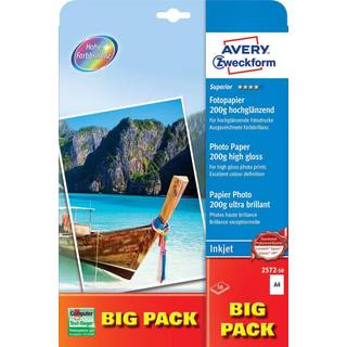 Avery 2572-50 blaekprinter fotopapir, glossy 200g A4 50ark