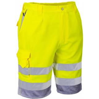 Hi-vis letvægts poly/bomulds shorts - Gul/Grå (Størrelse: XL)