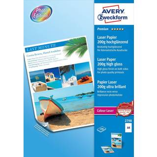 Avery 2798 Premium Glossy laser foto papir, 200 gsm A4 100ark