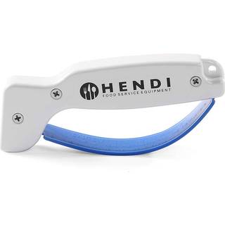 Knivsliber, hvid, 140x15x(H)65mm, med fingerbeskyttelse, vendbare dobbelte slibeklinger af carbide.
