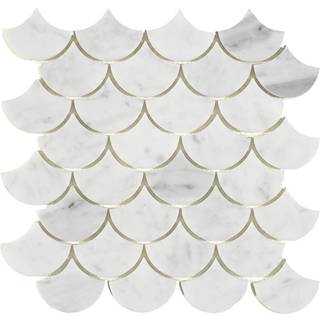 Marmormosaik Arredo Carrara Fishtail Poleret 5x7cmm (30x30 cm)