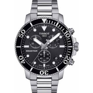 TISSOT Seastar 1000 chronograf armbåndsur med sort skive og lænke