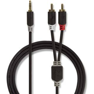 Nedis stereokabel, 1x 3,5mm hane till 2x RCA hane, 3m
