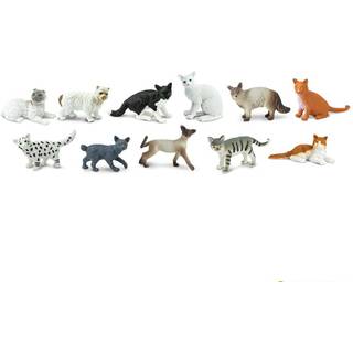 Safari Ltd. Inhemska katter Toob - 11 mini -figurer inklusive balinesiska grå tabby Angora Birman Siamese och mer - Toy Set for Boys Girls & Kids