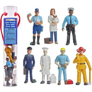 Safari Ltd. People Toob - 7 Everyday Heroes figurer af bygningsarbejderpolitimand Mailman Pilot Chef Fireman and Veterinarian - Fun p?dagogisk le