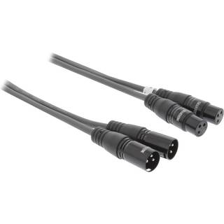 Stereo XLR kabel (3-pin XLR han - hun), grå | 1,5 meter | PRIS-MATCH