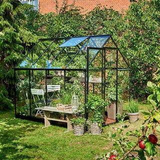 Halls Qube 68 drivhus 5,1 m², sort, 3 mm hærdet glas
