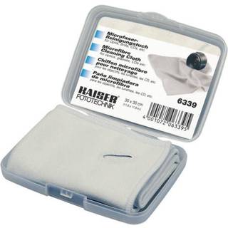 Kaiser Premium microfiber cleaning cloth, 30 x 30 cm, silver-grey, with lined edge and buttonhole, in plastic box