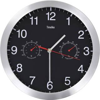 Vægur Med Kvarts-Urværk Hygrometer Og Termometer 30 Cm - Sort