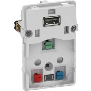 LK FUGA stikkontakt med jord og 5V USB-lader 1½ modul 13A, uden afdækning