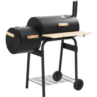 Røgegrill - jern og træ - 2 tønder - 2 hylder