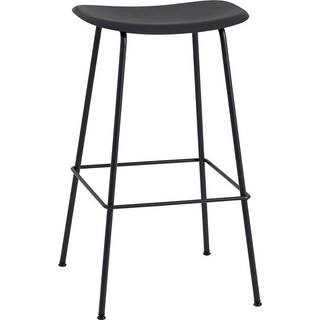 Muuto Fiber Barstol med Tube Base Sort H76 cm