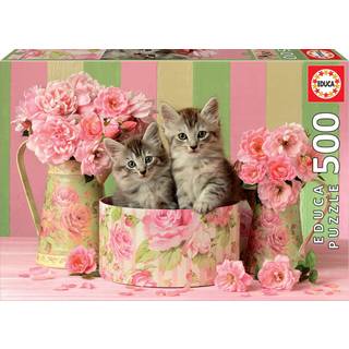 Educa Puslespil, Kittens with Roses - 500 brikker