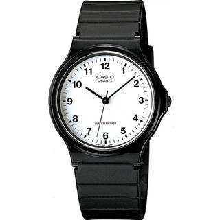 Casio Collection Quartz White Dial Black Resin Strap Unisex Watch MQ-24-7BLL
