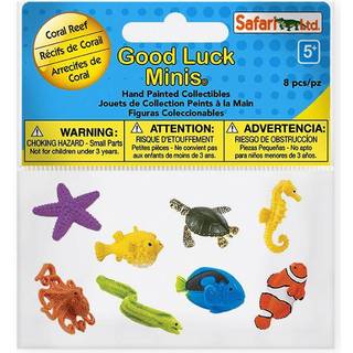 Safari Ltd. held og lykke Minis Coral Reef Fun Pack - 8 Mini Figurines: Pufferfish Clownfish Starfish Sea Turtle Seahorse bl?k