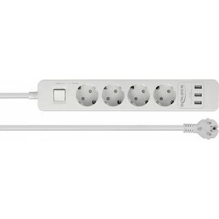 Delock stikdåse 4 udtag - Schuko - USB - Afbryder - Hvid - 1.5m