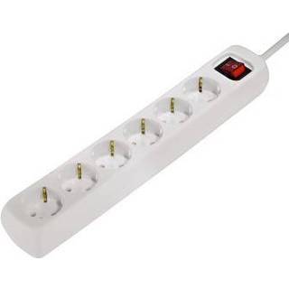 Hama Stikdåse 6 udtag - Afbryder - Schuko EU jord - Hvid - 3 m