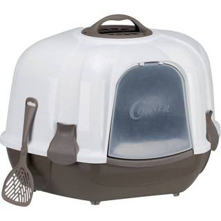Trixie Maro corner litter tray with hood 60 × 43 × 52 cm light grey/granite
