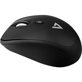 V7 MW100-1E - mouse - 2.4 GHz - black - Mus - Optisk - 4 knapper - Sort