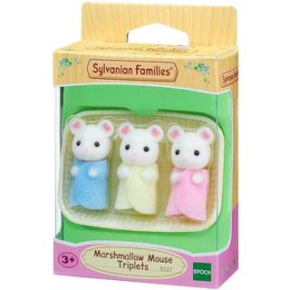 Sylvanian Families Marshmallow Musetrillinger - 3 babyfigurer med kurv