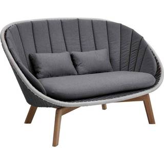 Cane-line peacock sofa 2-pers grå/lysegrå flet med ben i teak 151x96x94cm