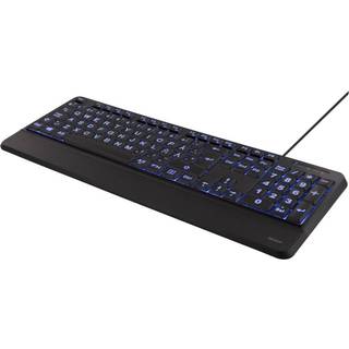 DELTACO Full-Size Tastatur . Ekstra store bogstaver - Bagbelyst - Sort - Nordisk