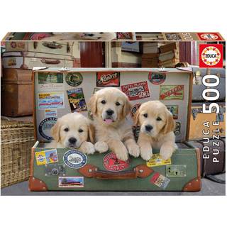 Educa Puslespil, Puppies in the Luggage - 500 brikker