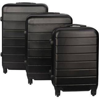 Kuffertsæt - 3 Stk. - Eksklusivt hardcase billige kufferter - Sort med striber