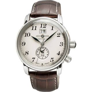 Zeppelin LZ127 7644-5 Herrenuhr Dual-Time braun silber 42 mm