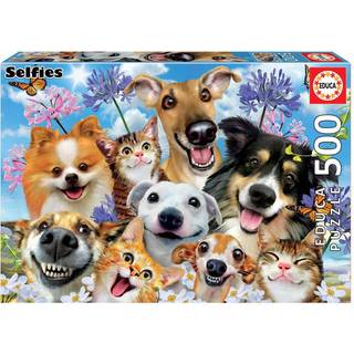 Puslespil m. 500 brikker - Selfies, hunde + katte
